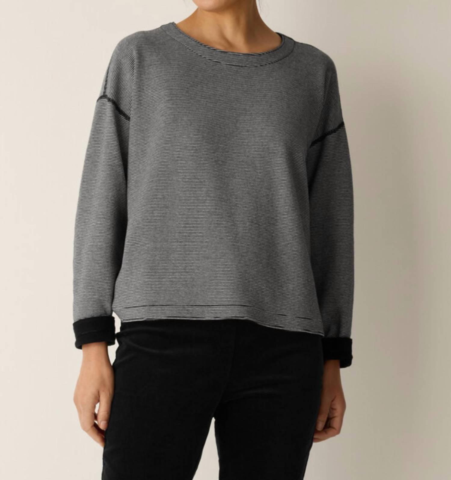 Eileen Fisher - Doubleknit Organic Cotton Stripe Reversible Top