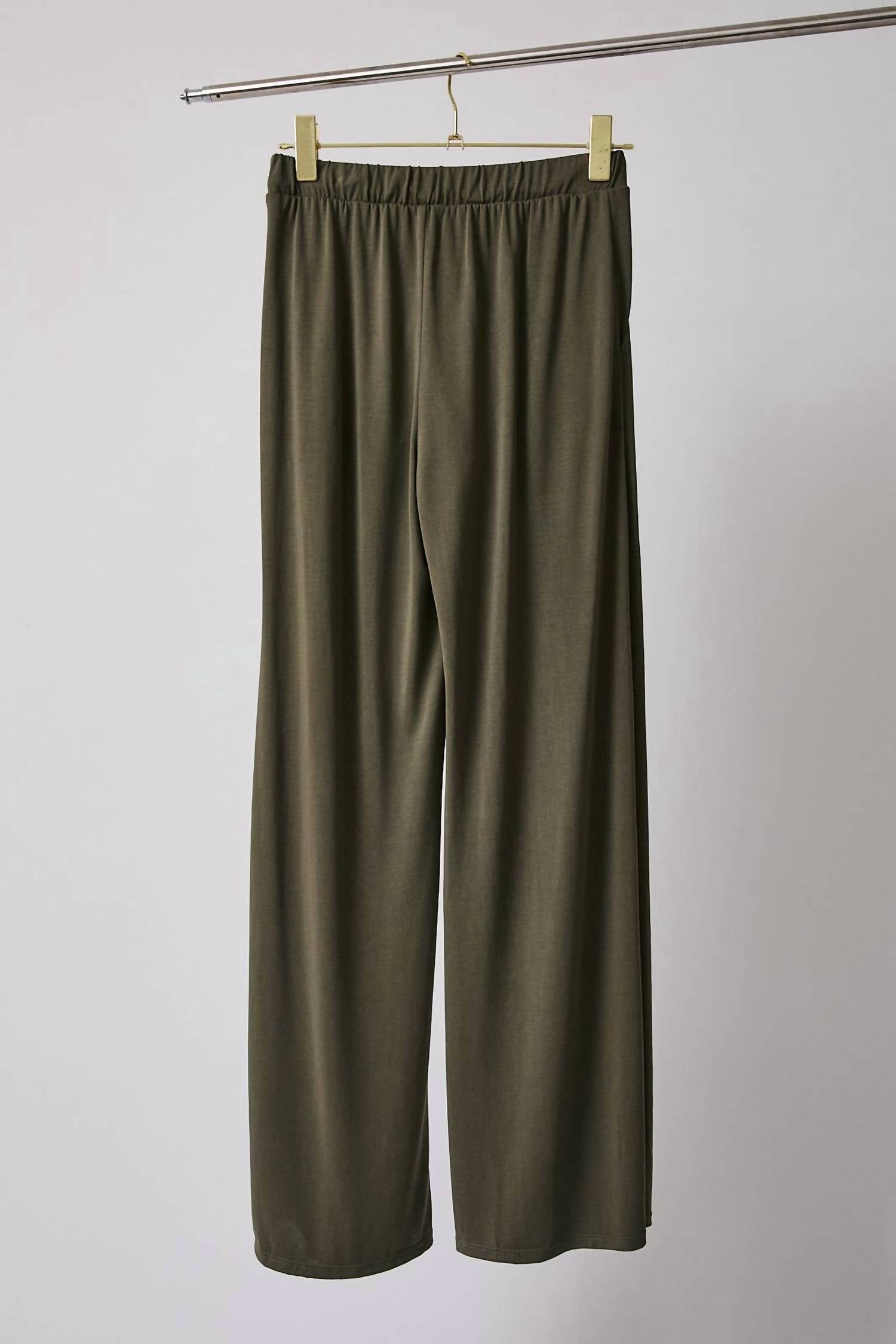 GILLI Elastic Waist Drawstring Wide Leg Pants in olive - women's pants - view 7