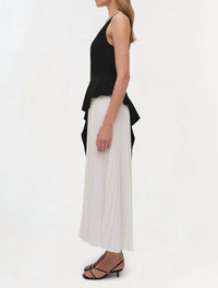 SIMKHAI Zayla Pleated Midi Dress in black multi - women's dress - detail view