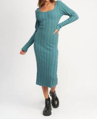 Emory Park - Square Neck Ribbed Midi Dress