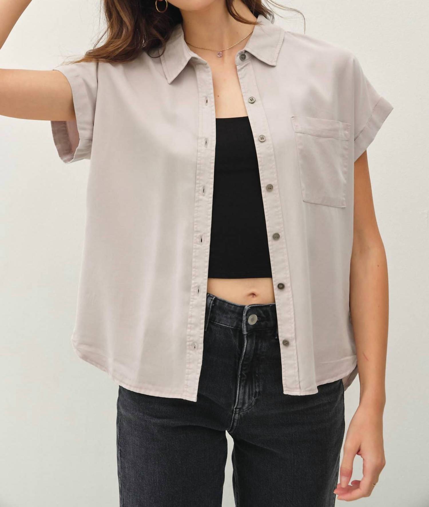 Be Cool - Dolman Button Down Short Sleeve Shirt