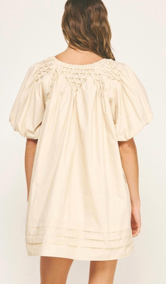 Liv - Almond Poplin Mini Dress