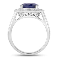 Diana M Jewels Women's Oval Natural Sapphire Fashion Ring (4.74 Ct) - Statement in 14k white gold - women's jewelry - detail view