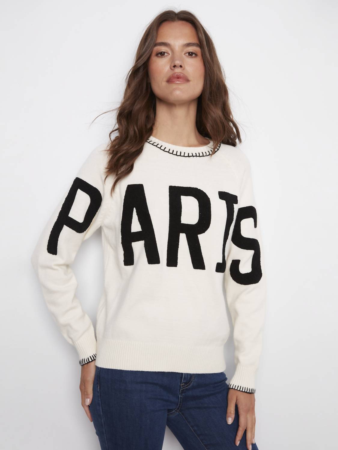 Charlie B - Paris Bouclé Sweater With Blanket Stitch