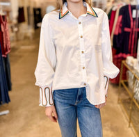 Jodifl - Winslow Embroidery Accent Button Down Blouse