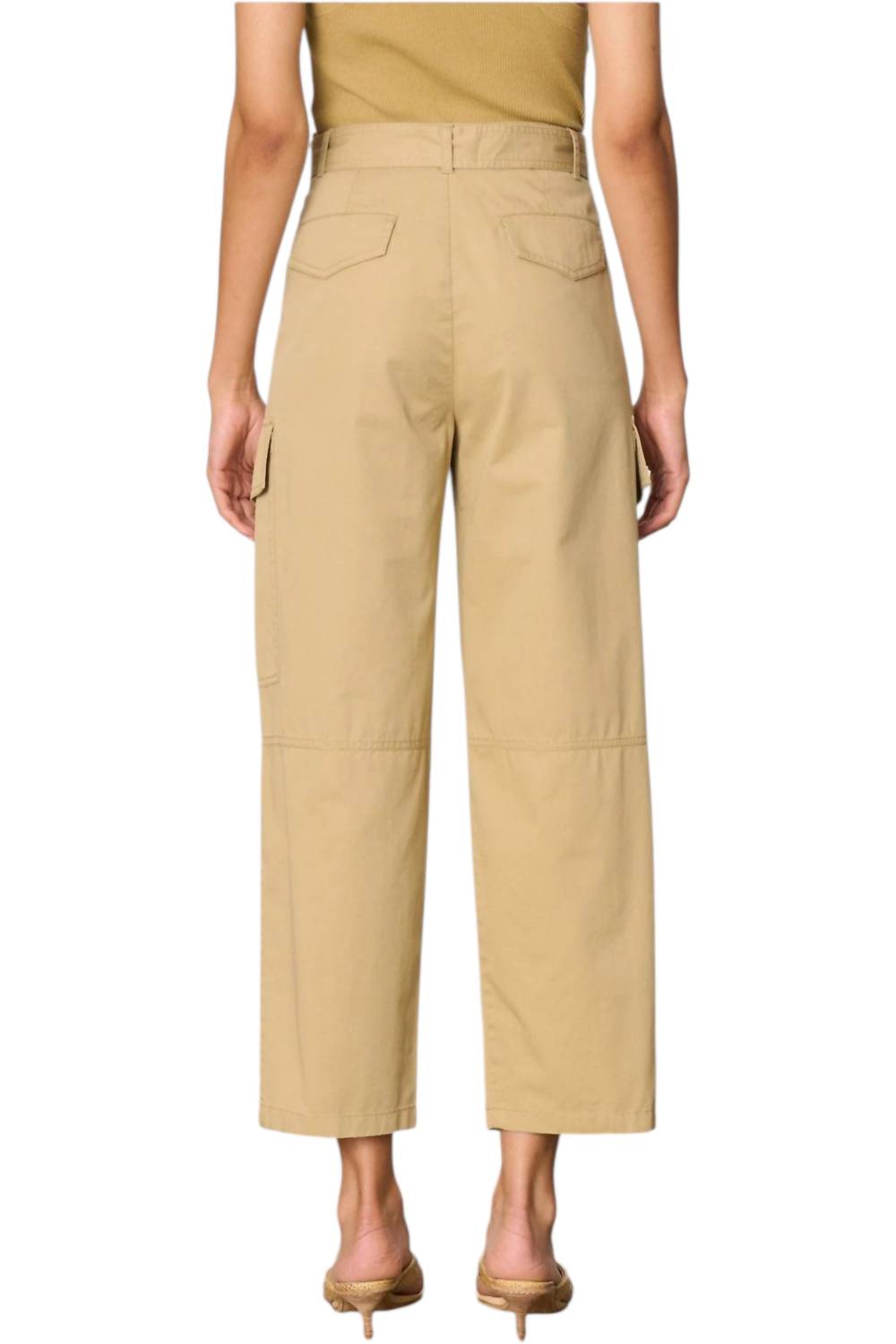 vanessabruno Edan High Belted Waist Trousers in militaire - women's pants - detail view