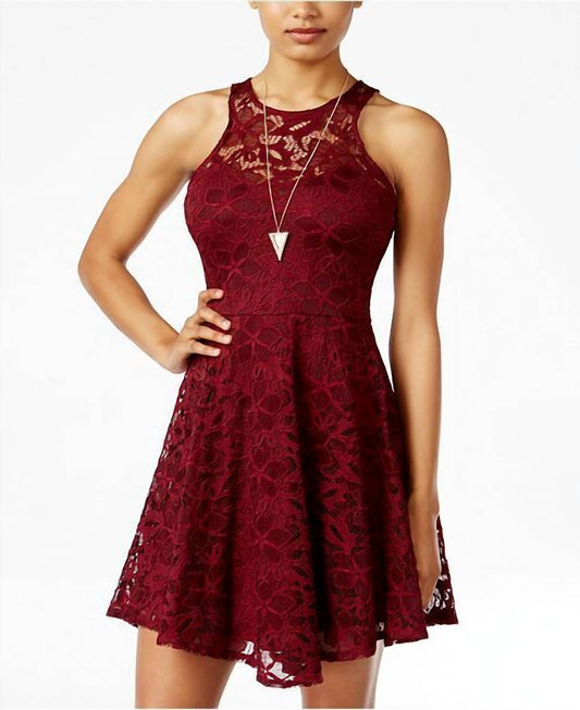 Material Girl - Lace Fit Flare Juniors Sleeveless Skater Dress