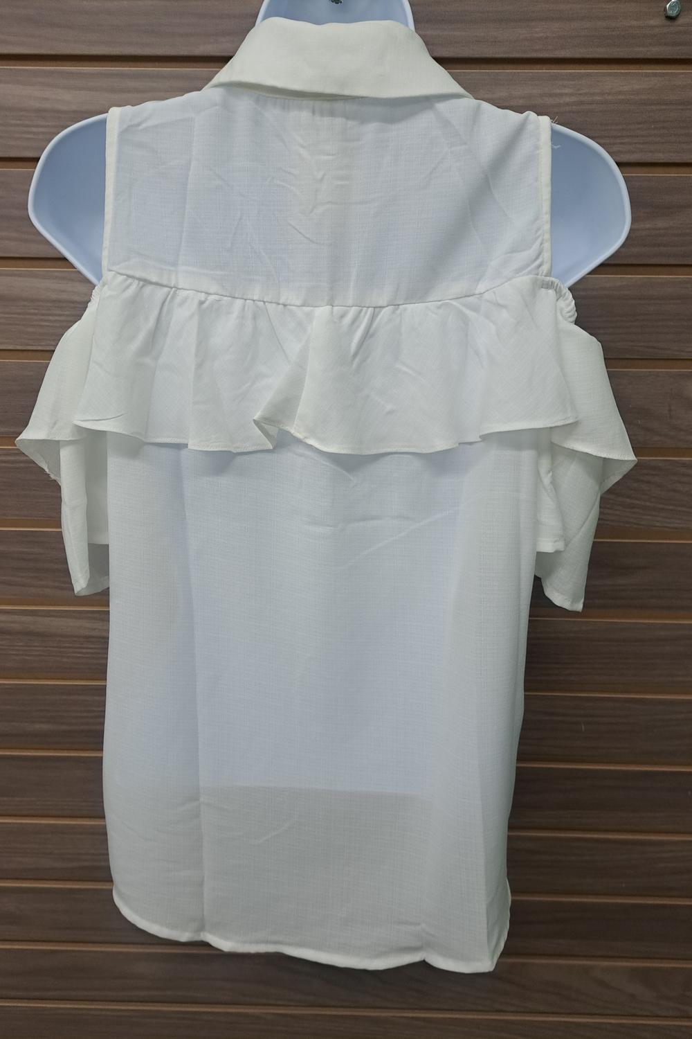 Cals - Women's Cold Shoulder Linen Button Up Blouse