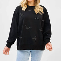 Mary Square - Sarah Sequin Bats Embellished Sweatshirt