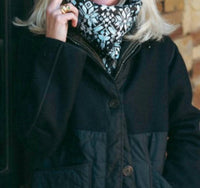 Powder Puff Collection Women's Pullover Neck Warmer in fairisle black splash white - women's scarf - detail view