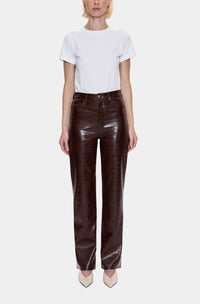 PISTOLA Cassie High Rise Straight Leg Jeans in tobacco croc - women's jeans