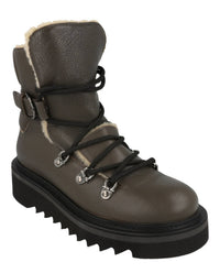 Salvatore Ferragamo Women's Elimo Leather Boots in green - women's shoe - detail view
