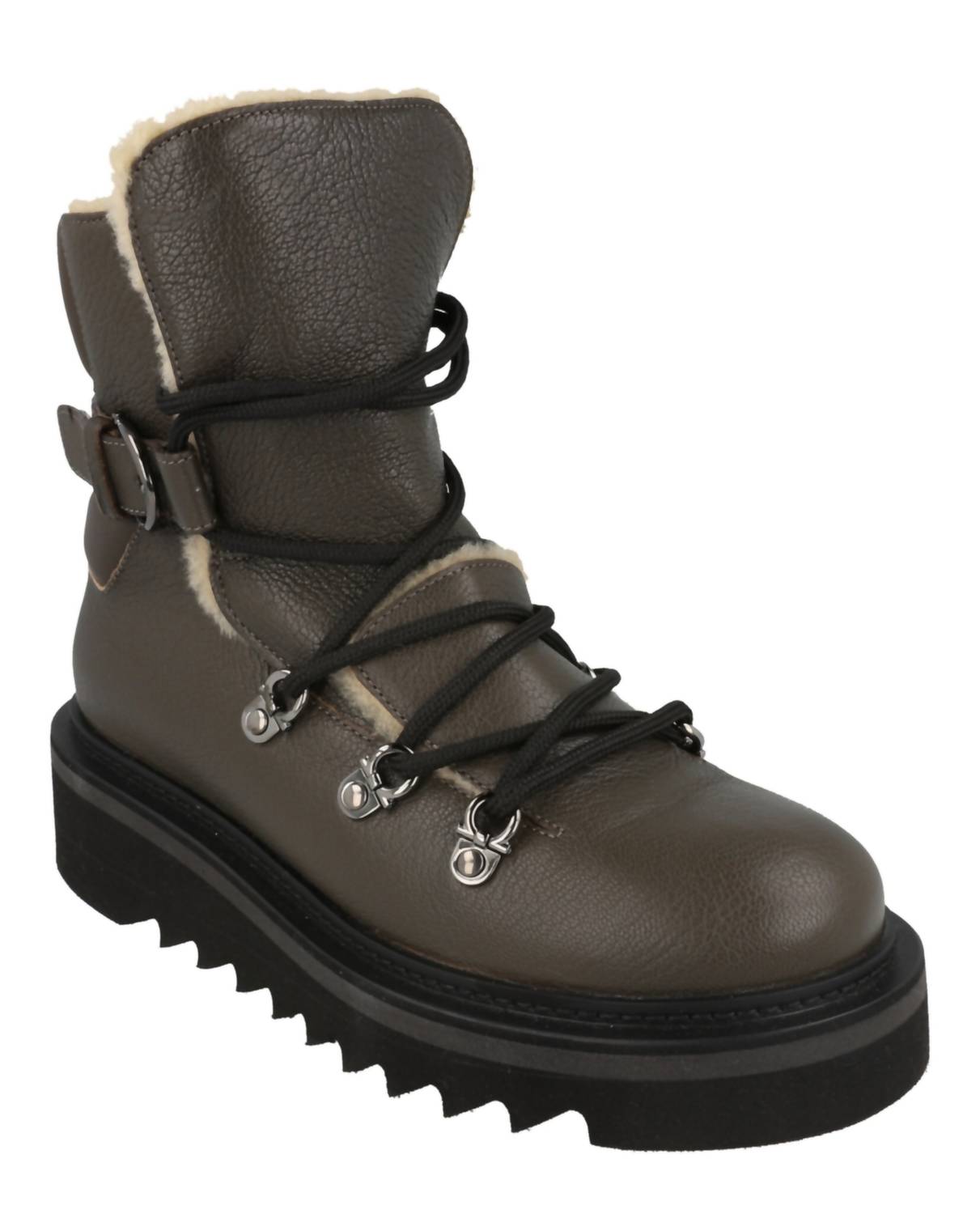 Salvatore Ferragamo Women's Elimo Leather Boots in green - women's shoe - detail view