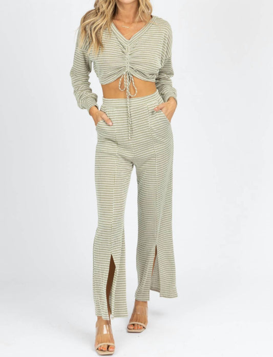 TIE CROP + FRONT SLIT PANT SET