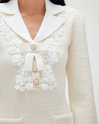 Self-Portrait - Soft Knit Bow Mini Dress
