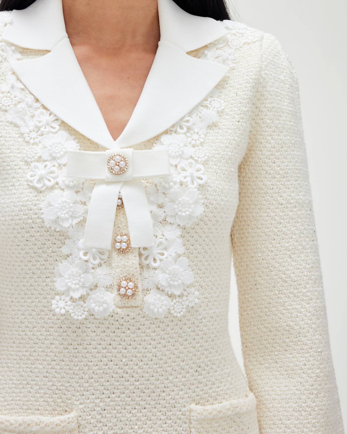 Self-Portrait - Soft Knit Bow Mini Dress