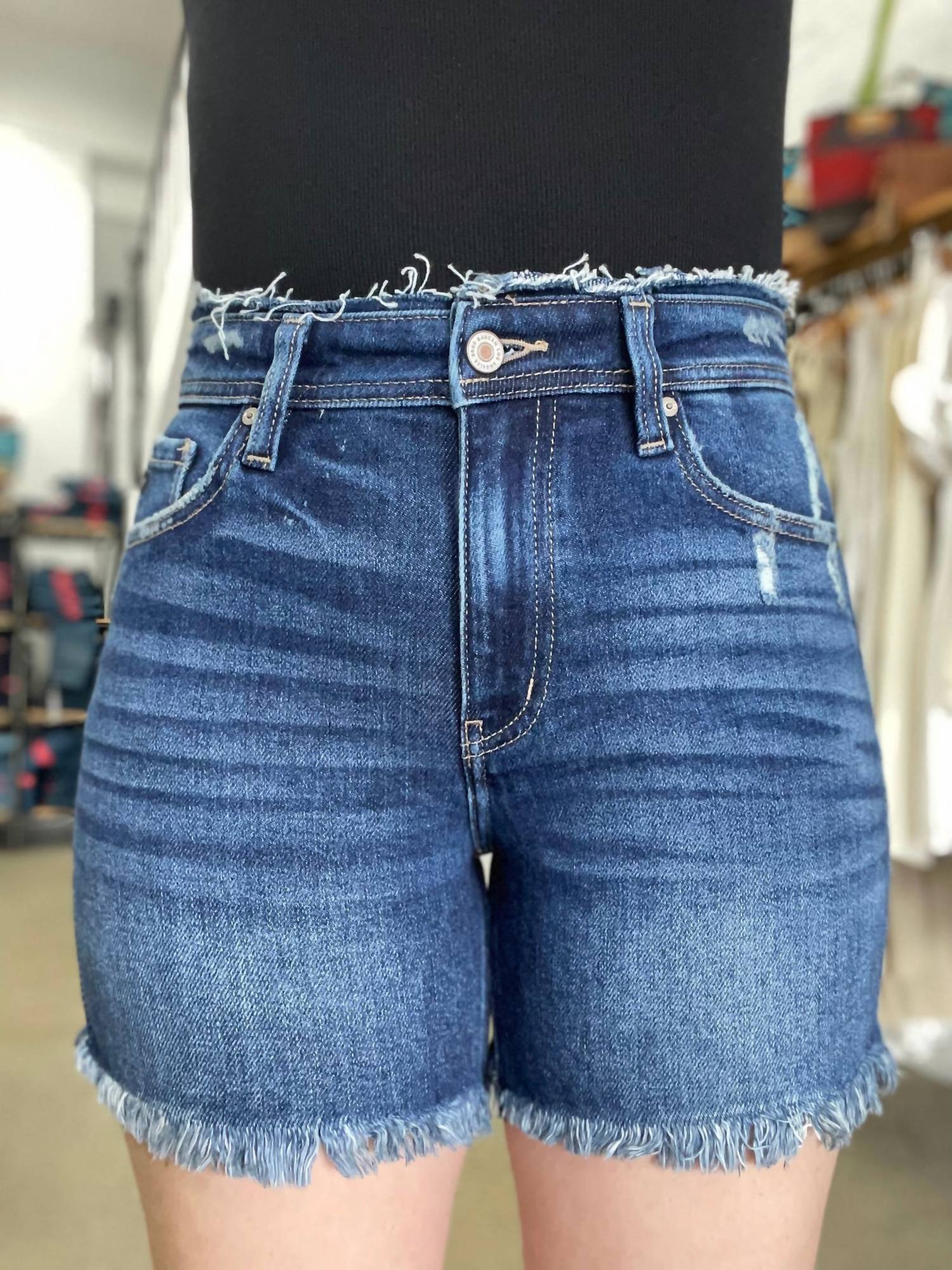 Kancan - Women's Highrise Fray Hem Shorts