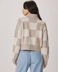 Splendid Thea Checkerblock Sweater in beige - women's sweater - alternate view