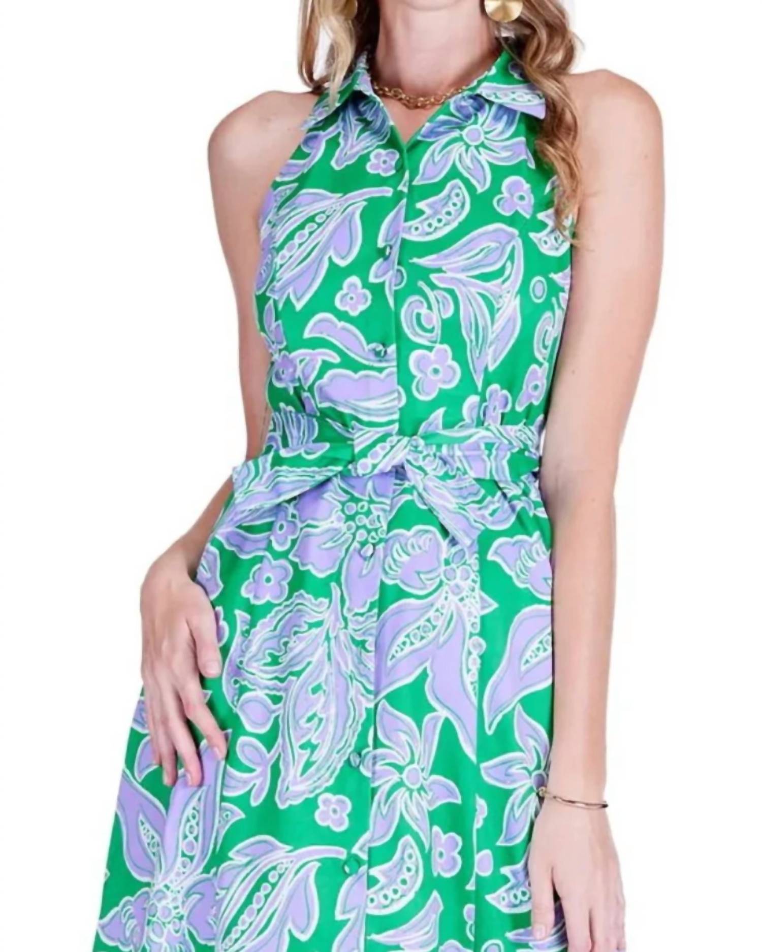 Jade - FITTED HALTER SHIRTDRESS