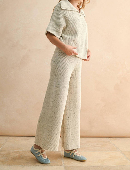 Miou Muse - Half Zip Short Sleeve Knitted Top