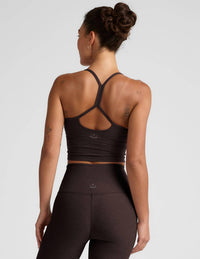 BEYOND YOGA Spacedye Slim Racerback Cropped Tank Top in dark chocolate heather - women's tank top - alternate view