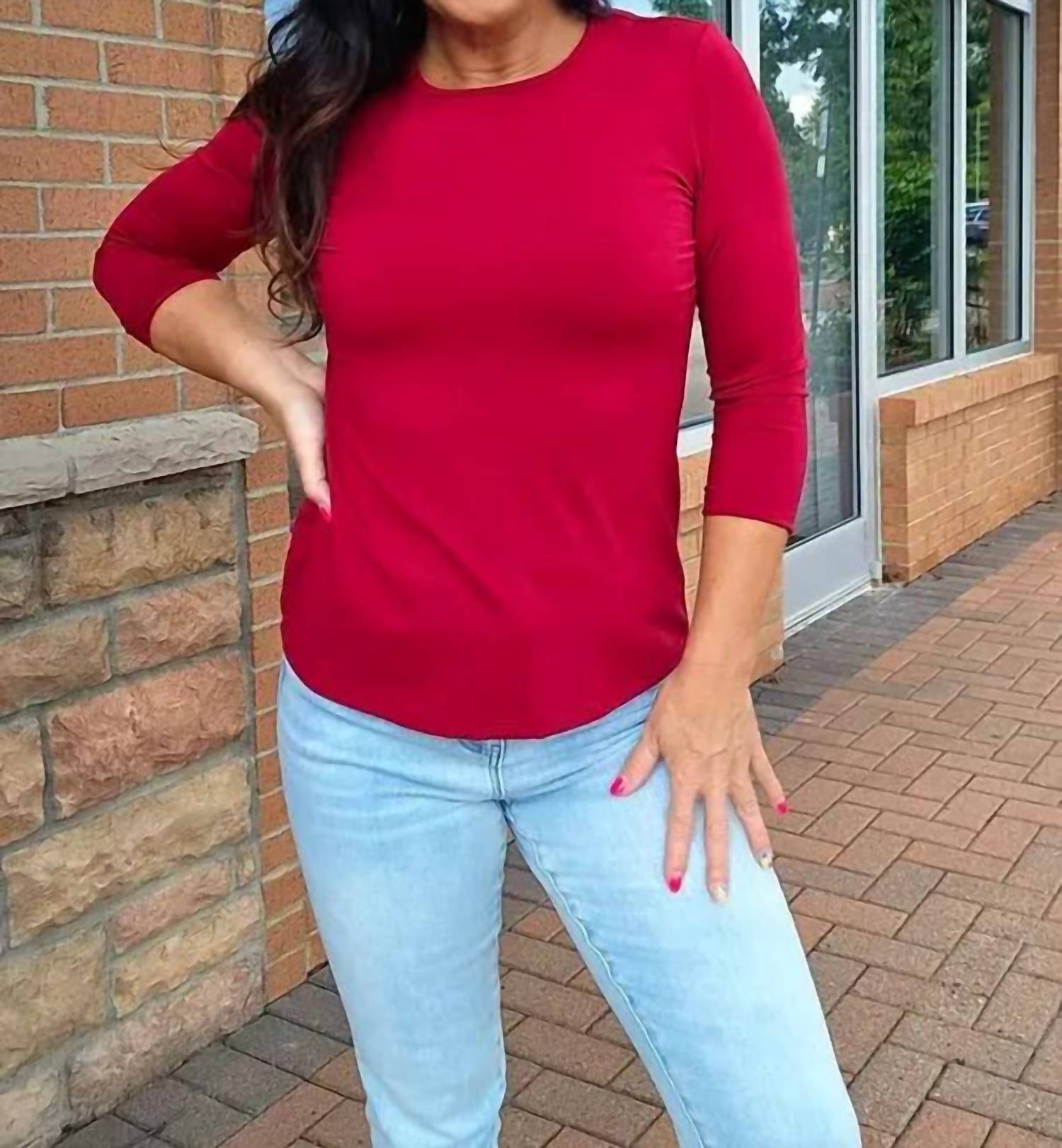 Pure Essence - Round Neck 3/4 Sleeve Top