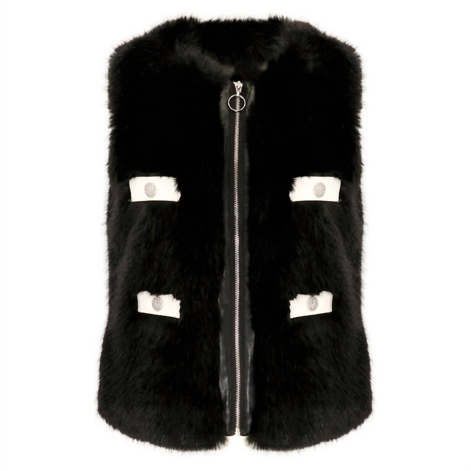 Dolce Cabo - Fake Fur Vegan Leather Trimmed Vest