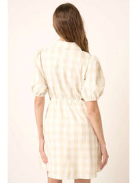 Mittoshop - Gingham Cut Out Detail Mini Shirt Dress