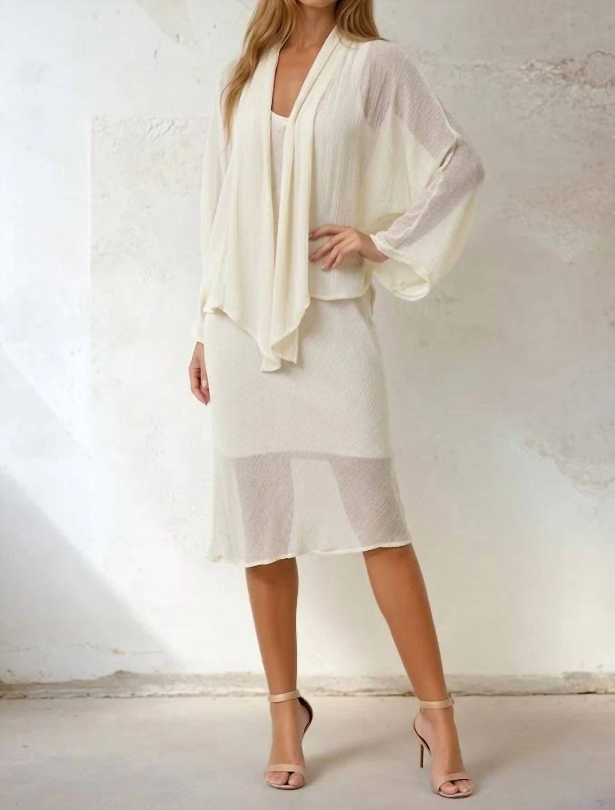 Maven West - Textured Front-tie Kimono Cardigan