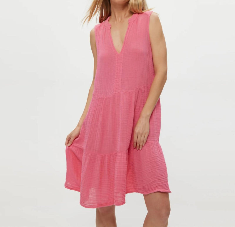 Michael Stars Daisy Gauze Midi Dress in drangonfruit - women's dress