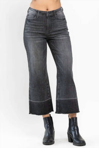 Judy Blue - Women's Kiana Leased Hem Wide Leg Crop Jeans