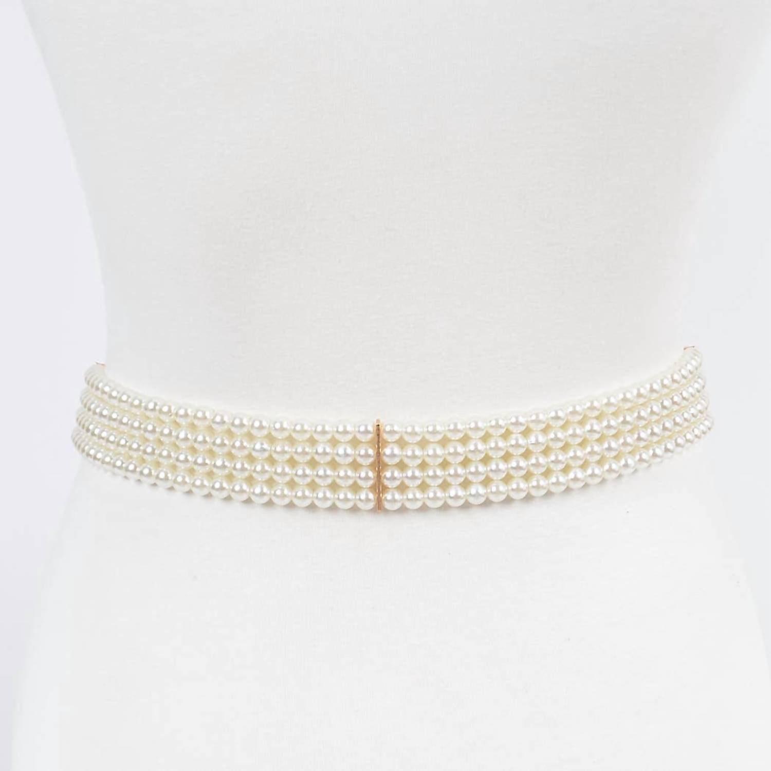 3Am By H&D Accessories - Women's Faux Pearl Elastic Belt