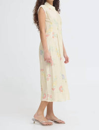 Ichi - Cross Stitch Print Button Front Sleeveless Dress