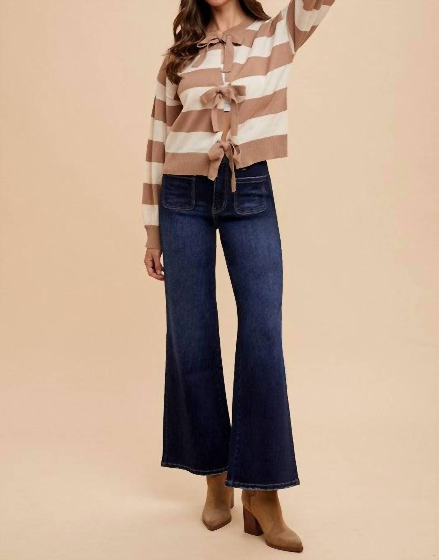 Anniewear - Stretch Front Two Pocket High Rise Flare Jeans