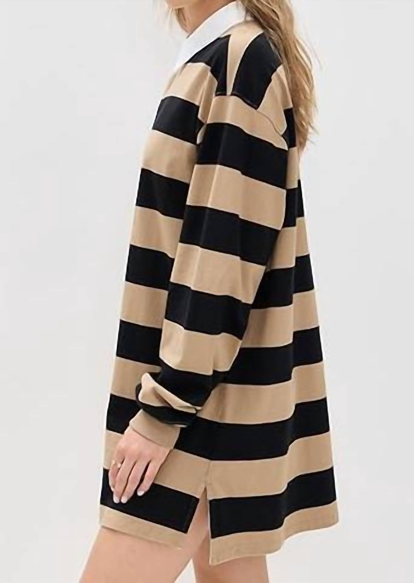Good American - Jersey Polo Stripe Mini Dress