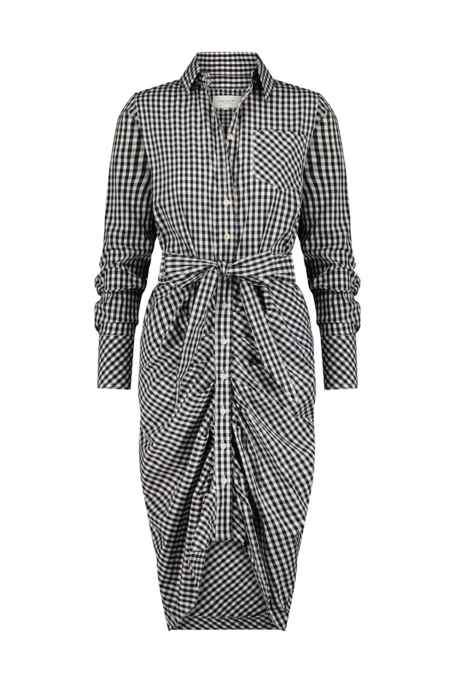 THE SHIRT The Wrap Front Dress in black check - women's dress - view 5
