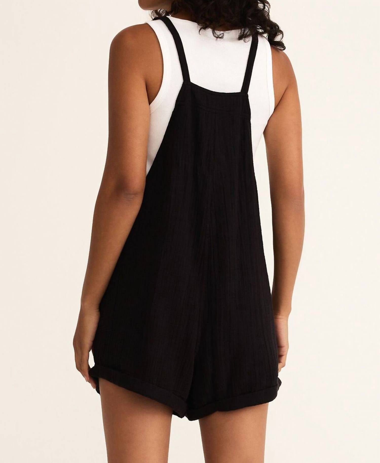 Z Supply Montague Airy Romper in black 1 - women's pants - detail view