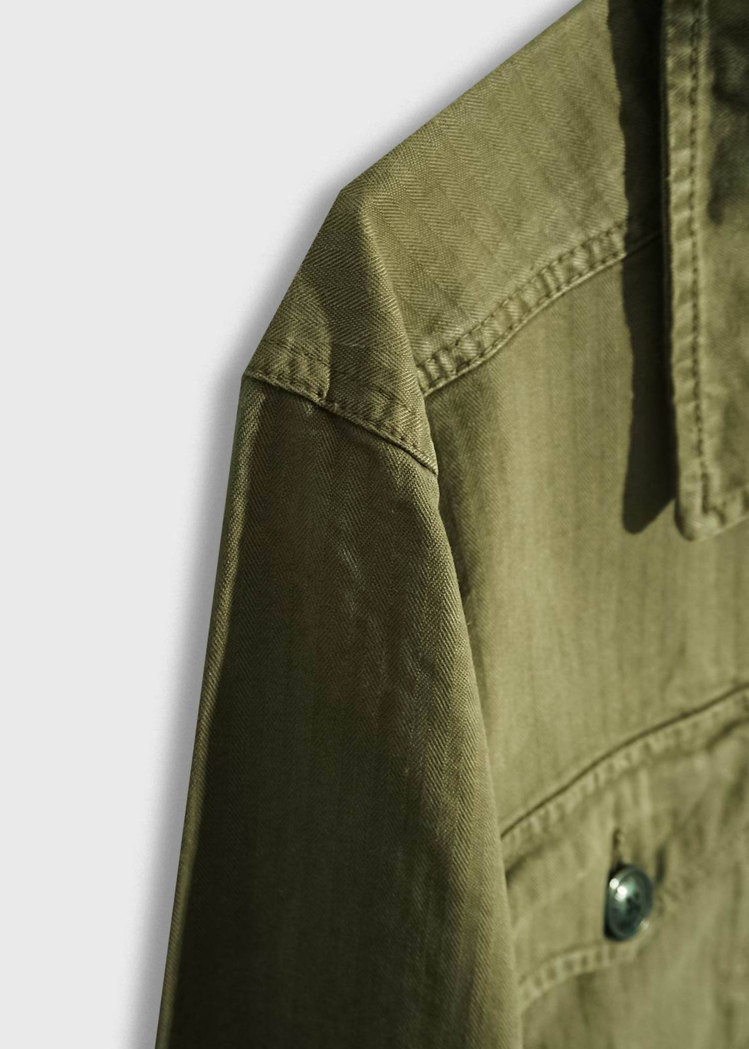 Iron & Resin Men's Herringbone Military Jacket in army - men's jacket - alternate view
