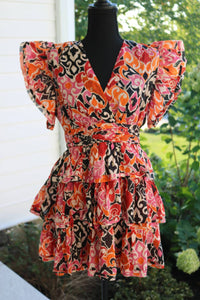 OLIVACEOUS Women's Mackie Dress in rust pink - women's dress - detail view