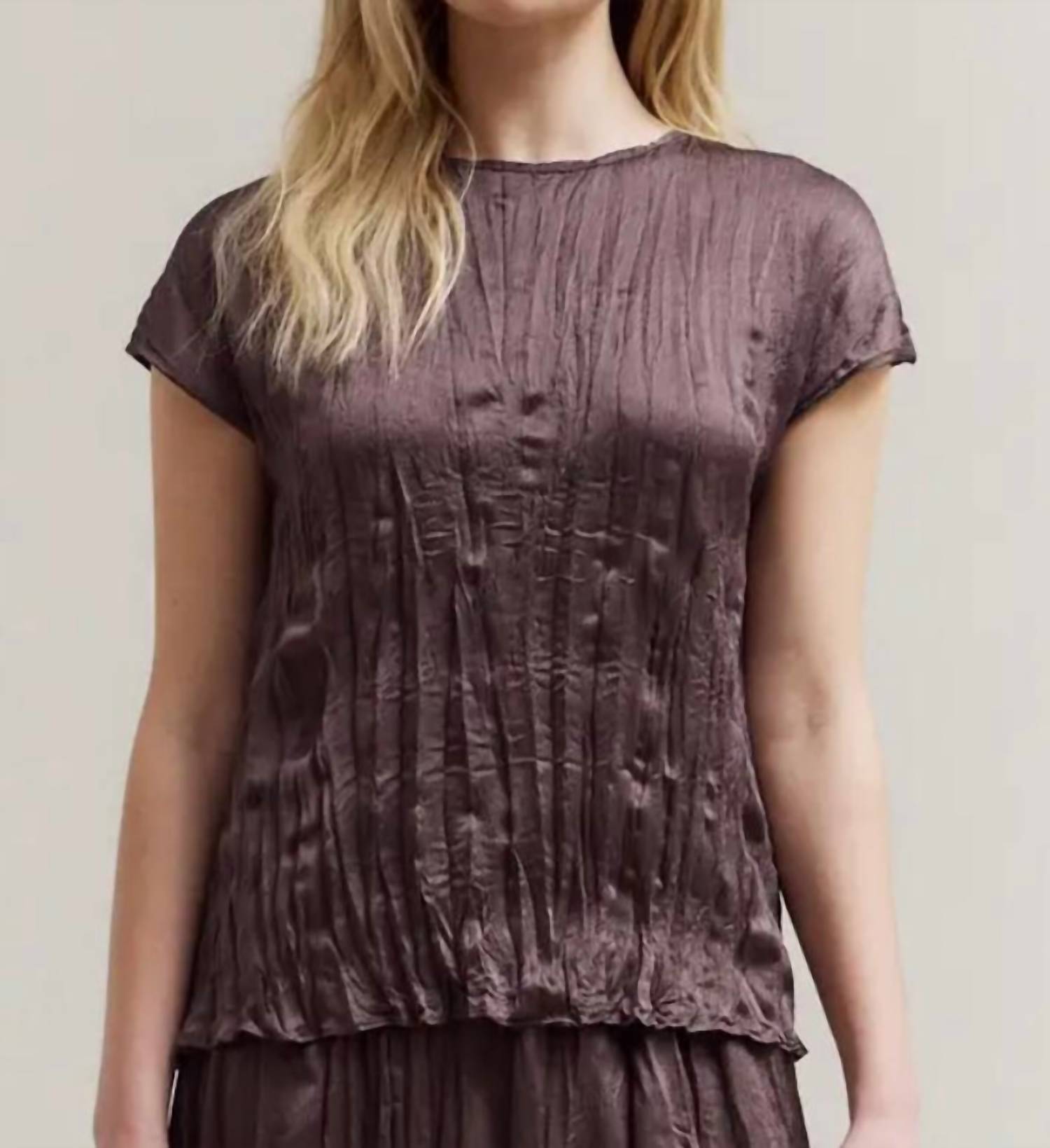 Grade & Gather - Pleated Wrinkle Satin Top