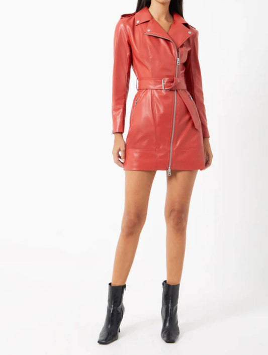 French Connection - Etta Vegan Leather Belted Mini Dress