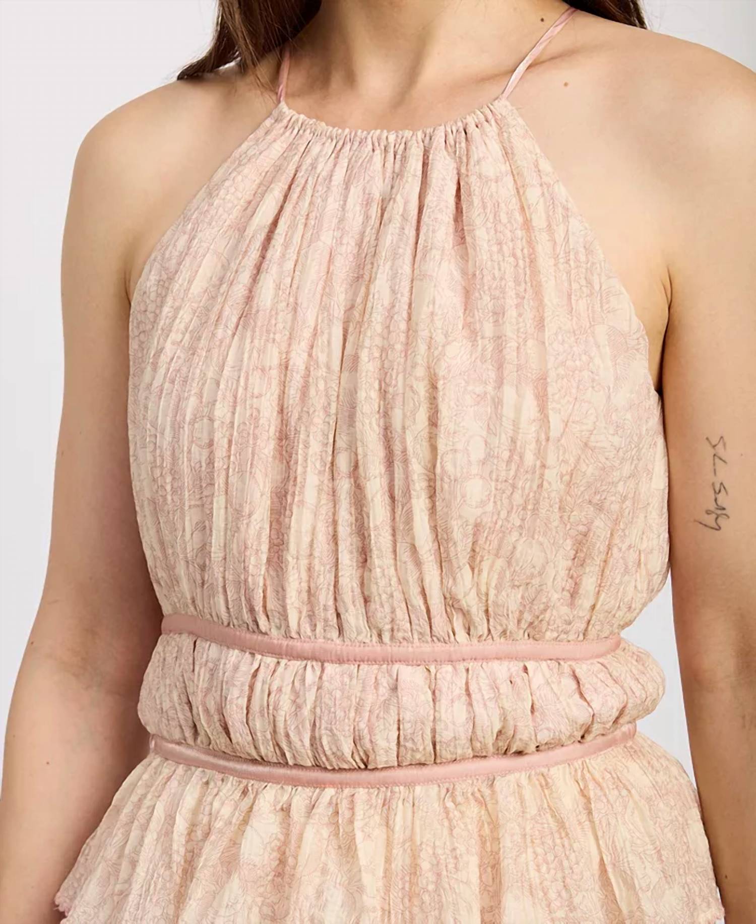En Saison - Tie Back Halter Peplum Top