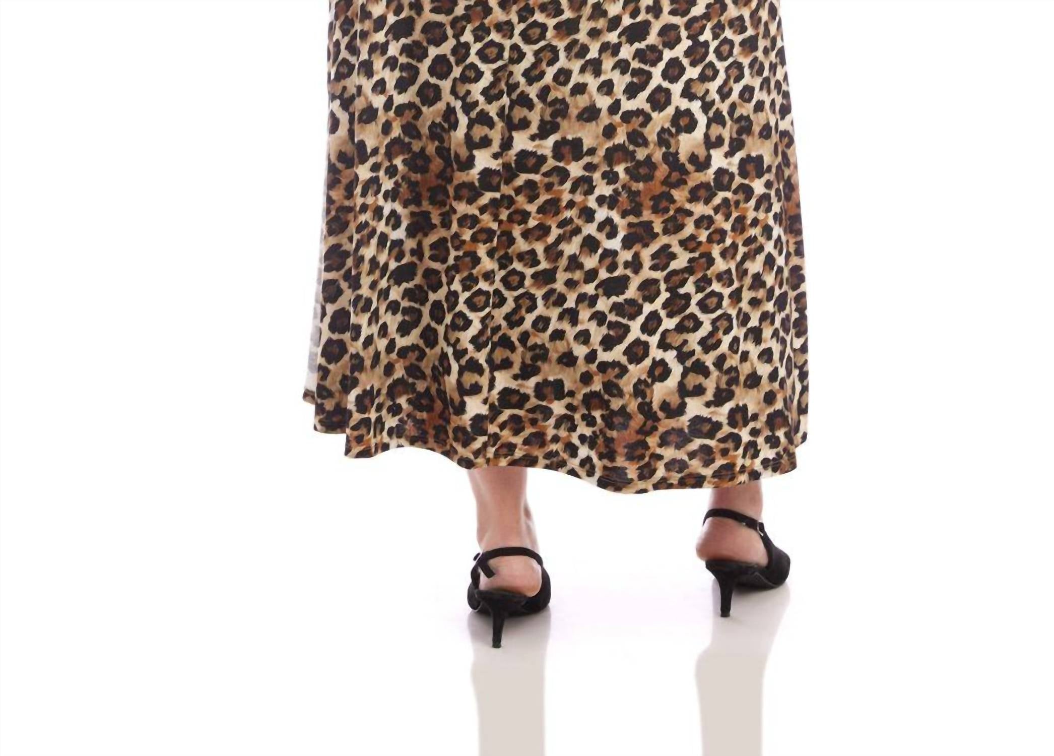 Karen Kane Side-slit Midi Skirt - Plus in leopard - women's skirt - detail view