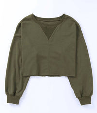 Shewin - Drop Shoulder Cropped Sweater