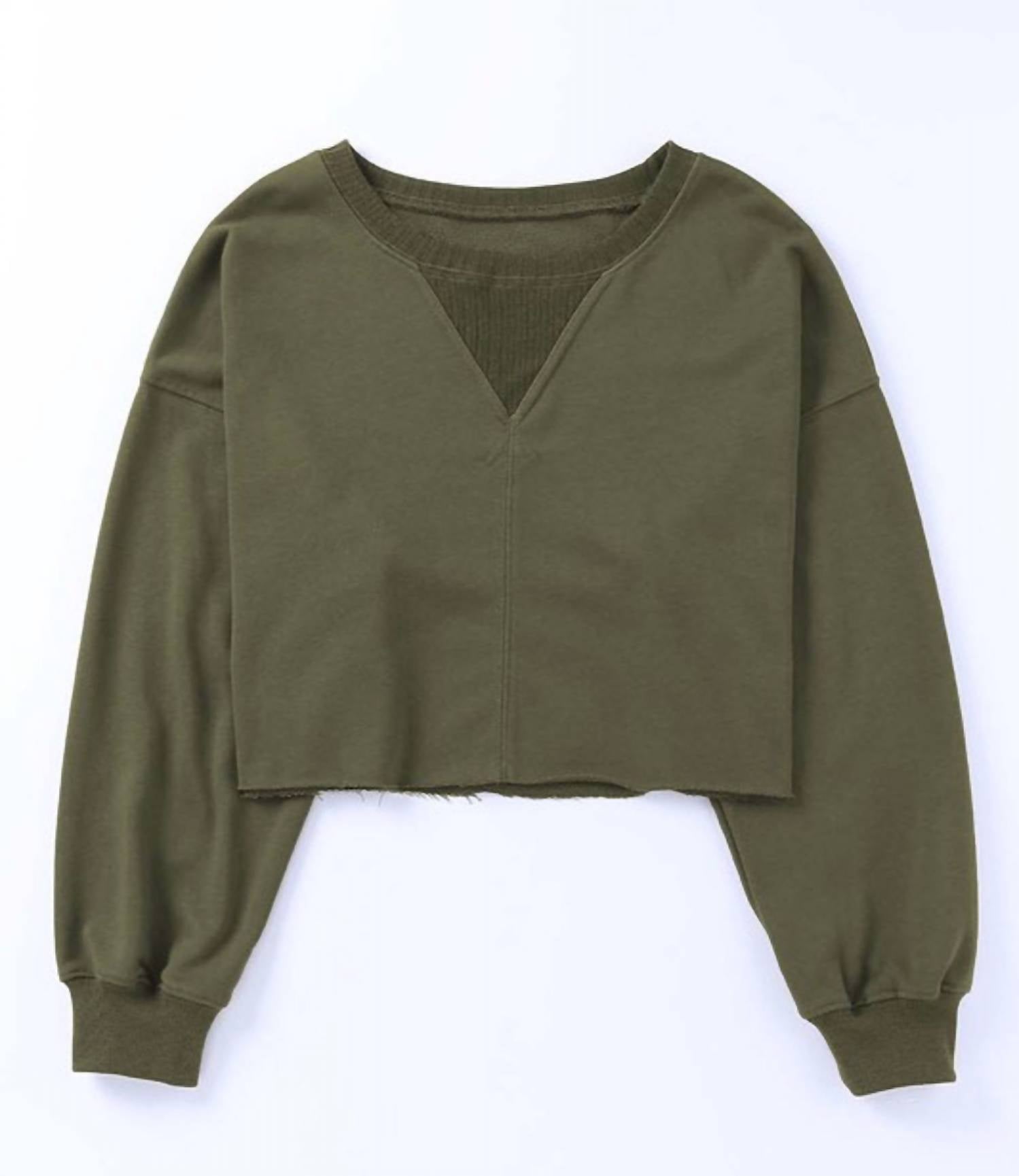 Shewin - Drop Shoulder Cropped Sweater