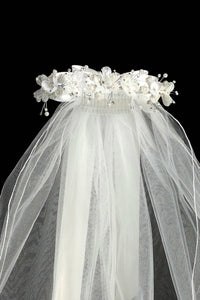 Tip Top Kids - Girl's Veil With Flower Crown