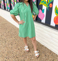 Jade - Stripe Pleated Mini Dress