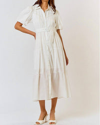 Lalavon - Frankie Button Down Tiered Midi Dress