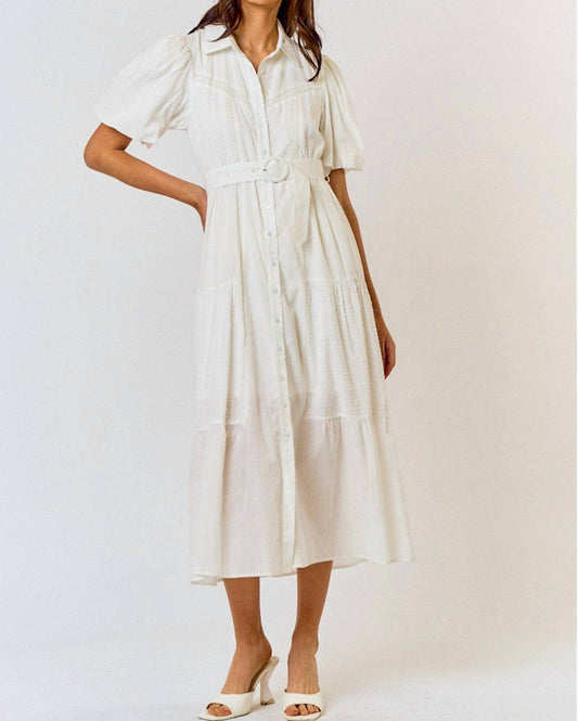 Lalavon - Frankie Button Down Tiered Midi Dress