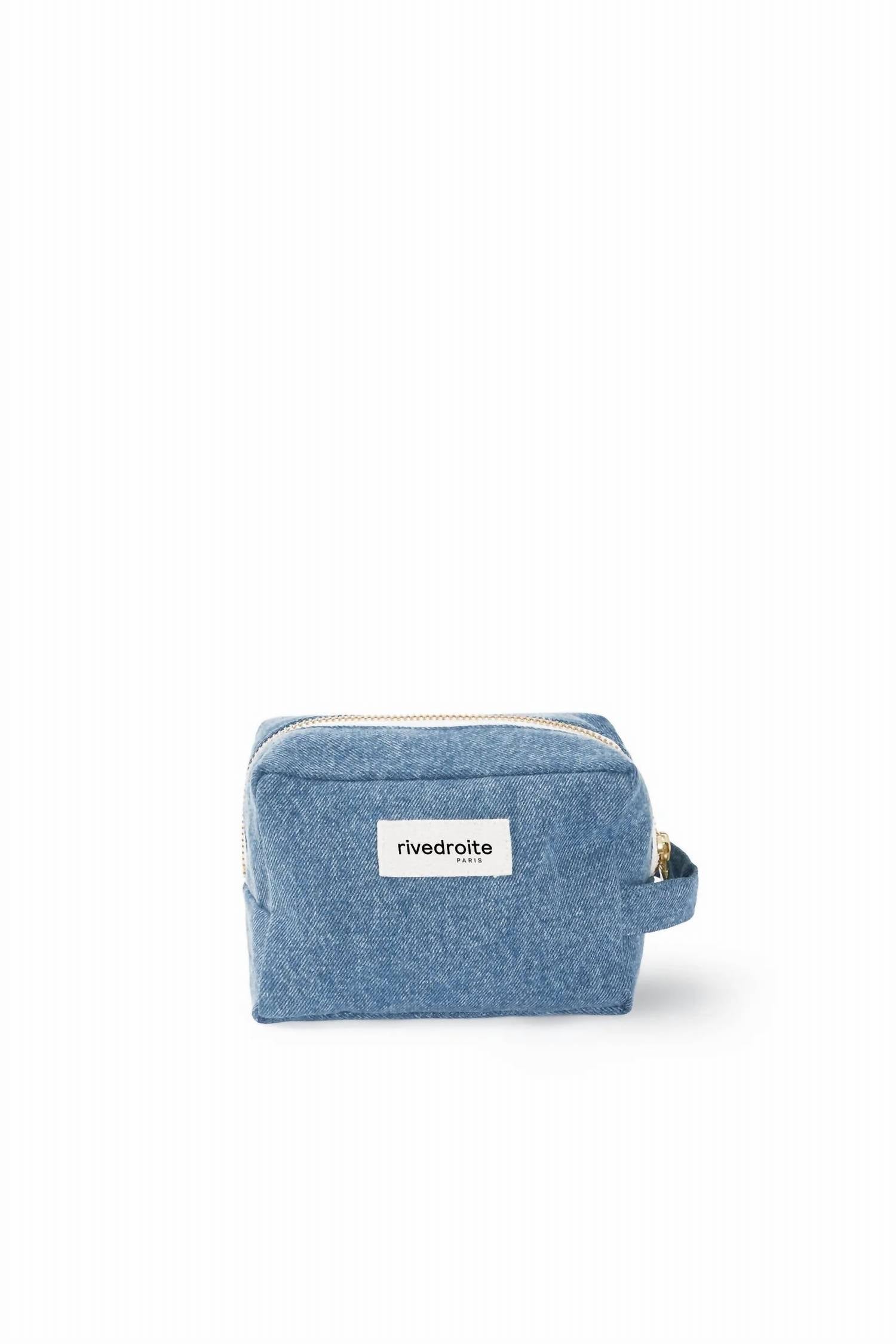 Rivedroite Paris Women's Tournelles Cosmetic Bag in stonewash denim - women's bag